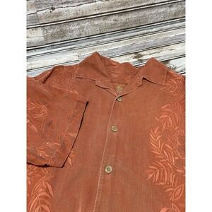 Tommy Bahama Shirt‎ Sleeve Button Down Burgundy 100% Silk Size L